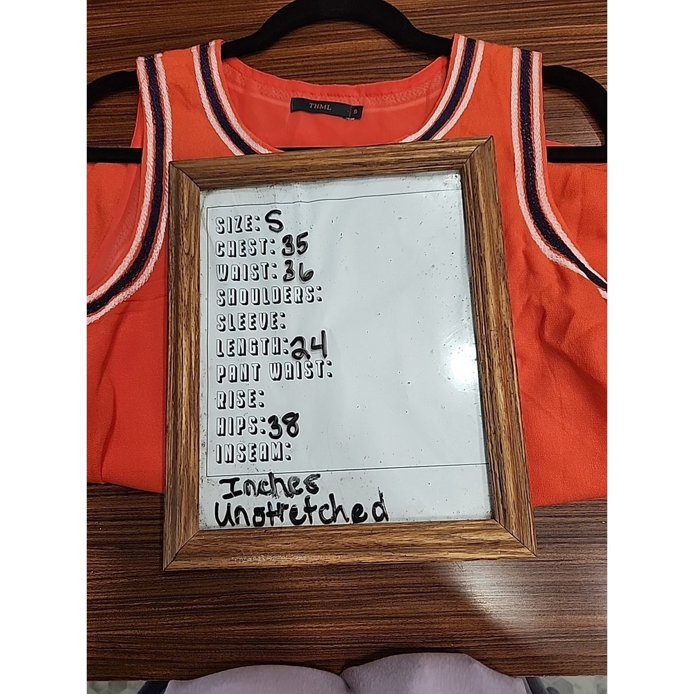 Unique Anthropologie THML Woman's S Orange Embroidered Tank Top - Picture 8 of 8
